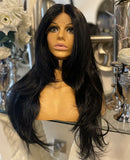 Black Human Hair Blended Lace Front Wig Wavy Wig Black Wig Kim K Wig Layered Wig - Celebrity Hair UK