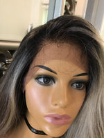 Cinderella - blonde human hair Blend Lace Front Wig Ombré Auburn Brown Blonde 360 Lace Wig