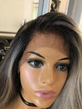 Cinderella - blonde human hair Blend Lace Front Wig Ombré Auburn Brown Blonde 360 Lace Wig
