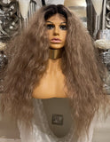 blonde Lace Front Wig Afro Wig Curly Afro Blonde Centre Part Lace Front Wig