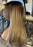 Ash Blonde Fringe Wig Centre Part Wig Bangs Blonde Wig
