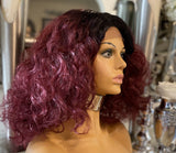 Auburn Curly Afro Wig Red Afro Wig Lace Front Wig Centre Part Curly Afro