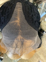 black human hair Blend Lace Front Wig Black Long Lace Front Wig Centre Part Wig - Celebrity Hair UK