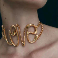 Womens Choker Sexy Gold LOVE Choker Gold Collar EYE CATCHING Chocker Necklace