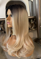 BEAUTIFUL Blonde dark root Straight lace wig
