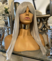 blonde Fringe Wig Lace front Wig Bangs Wig Fringe Wig Silver Wig Grey - Celebrity Hair UK