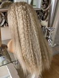 Blonde Lace Front Wig Transparent Lace Front Wig Curly Afro Wavy Wig Curls Diva