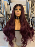 Cinderella Copper Human Hair Blend Wig 360 Lace Front Wig Red