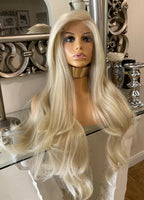 human hair wig blend ombre lace front Wig Blonde Wig Lace Wig Bleach Blond Wig - Celebrity Hair UK