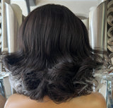 Black Lace Front Wig 1b White Grey Highlights Silver Bob Edgy Short Lace Wig