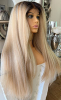 Blonde Human Hair Blend Lace Wig Golden Blonde Chestnut Blonde Lace Front Wig