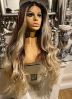 blonde human hair wig Lace front 360 Wig Balayage Wig Ombré Chestnut Blonde Wig - Celebrity Hair UK