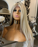 Charlene - Blonde human hair wig blend Blonde lace front Wig Lace Front Wig Blonde 613 Lace Front