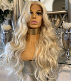 blonde human hair Lace Front blend Wig Bleach Blonde Wig, lace front Wig - Celebrity Hair UK