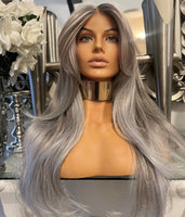 Mandy- Grey Lace Front Wig 180 Density Luxury Hair Grey Wig