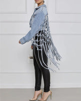 Coachella Denim Jacket knotted Crop Tops Back For Ladies Fashion designer style