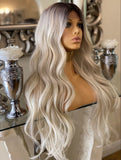 blonde human hair Blend Lace Front wig Centre Part Wig  Blonde Curly Lace Front