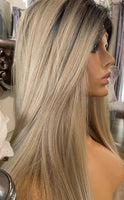 Nicole silk top - Dark root strawberry blonde wig
