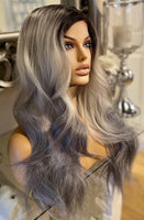 blonde lace front wig Silver Wig lace front Wig Grey Wig Grey silver wig lace - Celebrity Hair UK